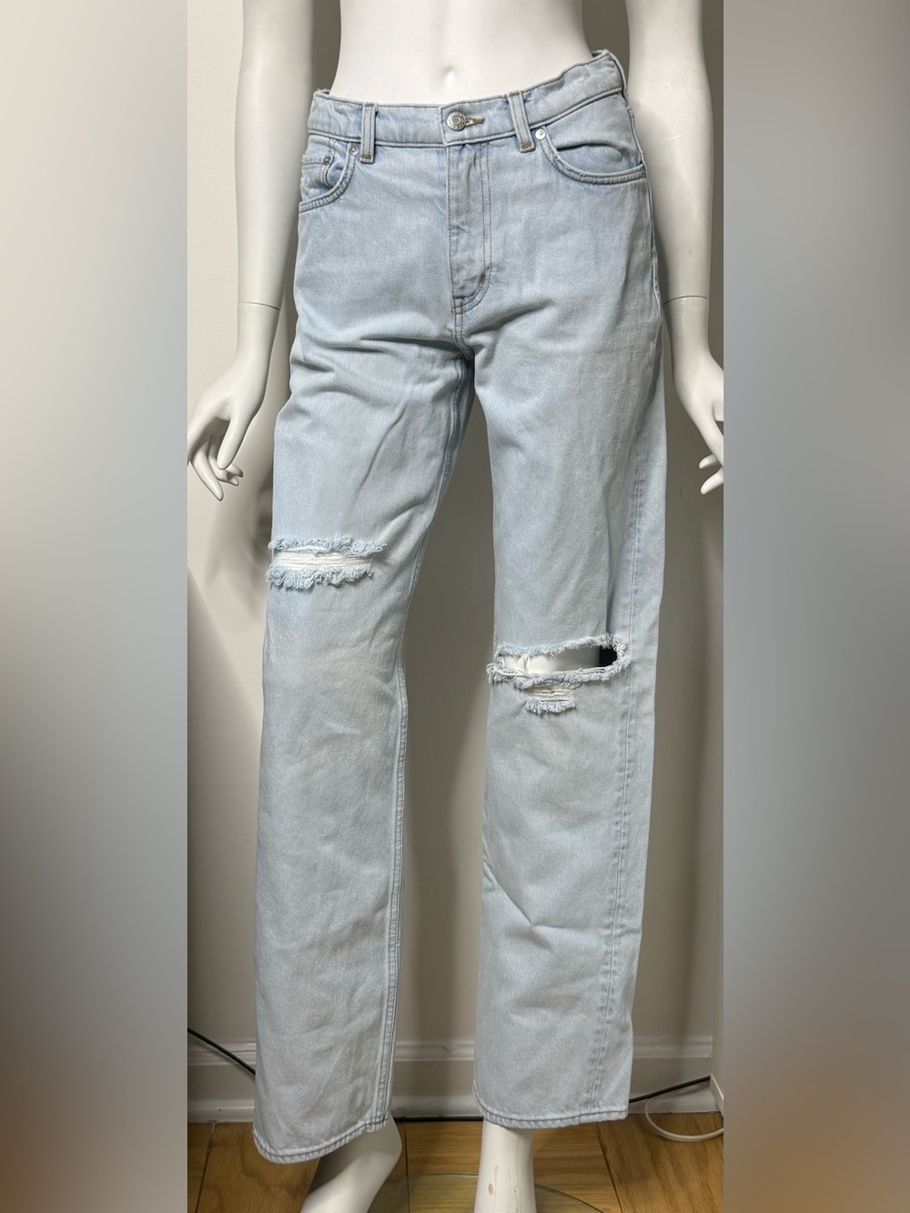 & Other Stories Precious Cut Ripped Straight Leg Jeans 26/32